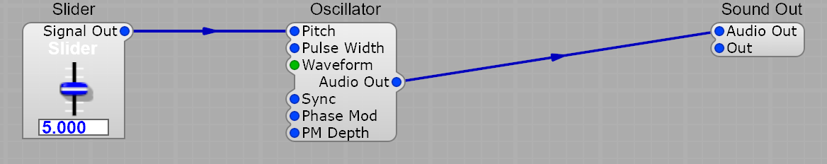 Slider connected to the oscillator's pitch input
